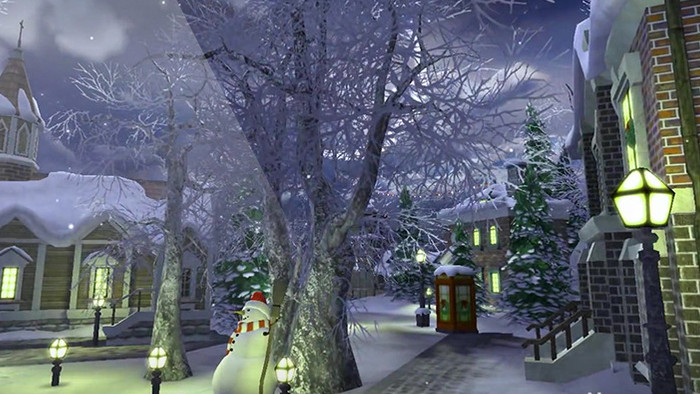 圣诞节村长雪景唯美繁华场景背景视频