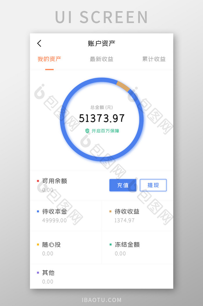 金融理财APP账户资产UI移动界面