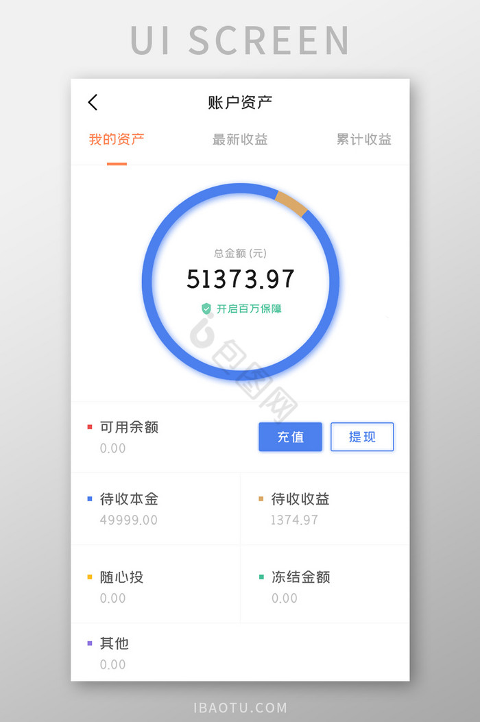 金融理财APP账户资产UI移动界面图片