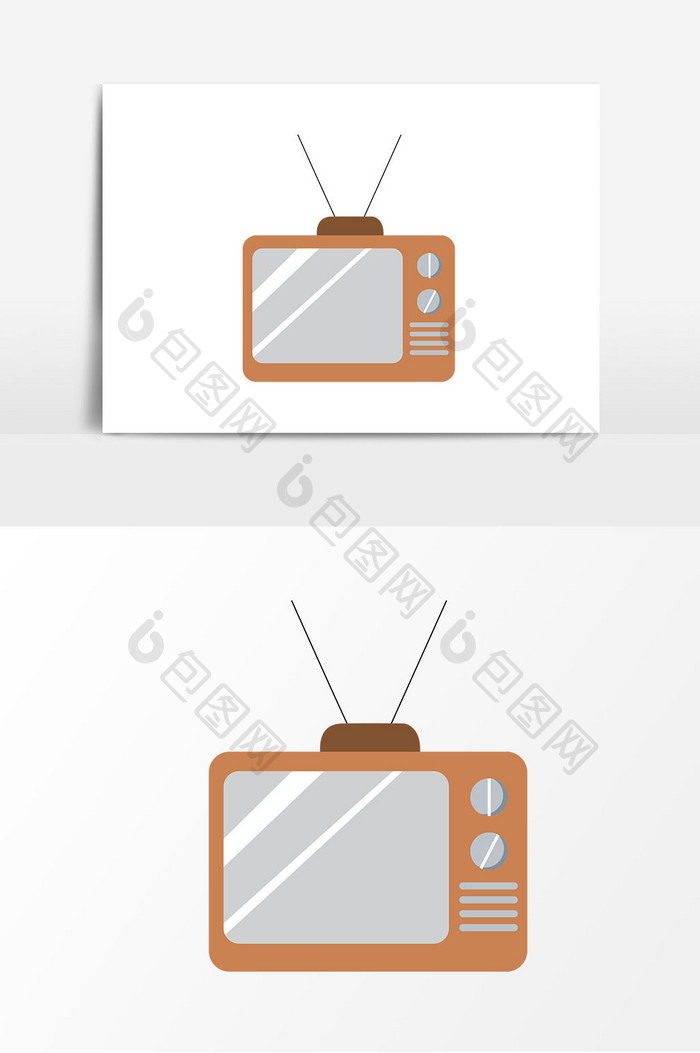 黑白复古电视机矢量素材
