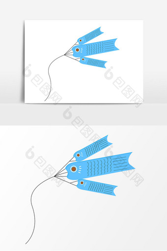 卡通蓝色小鱼儿风筝图片