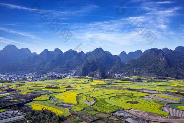 万峰林漫山遍野的油菜花自然图片-包图网企业站