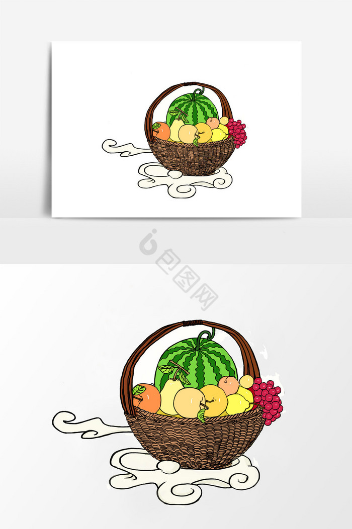 淡彩颜色水果篮图片