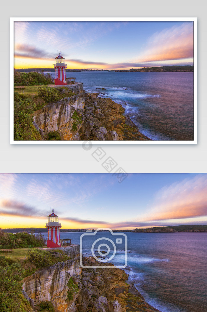 悉尼沃森湾的灯塔自然风光摄影图片