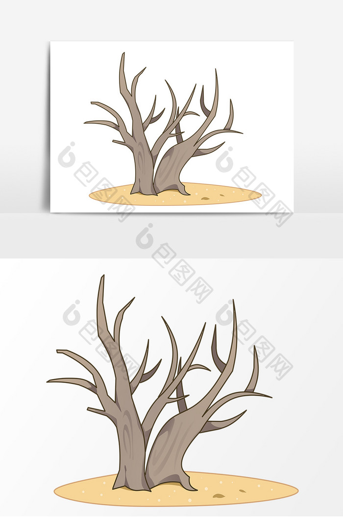 沙漠干枯的树枝元素