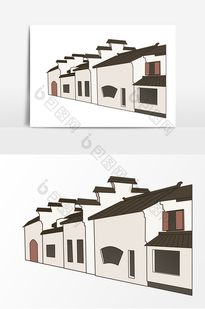 江南白墙黑瓦建筑