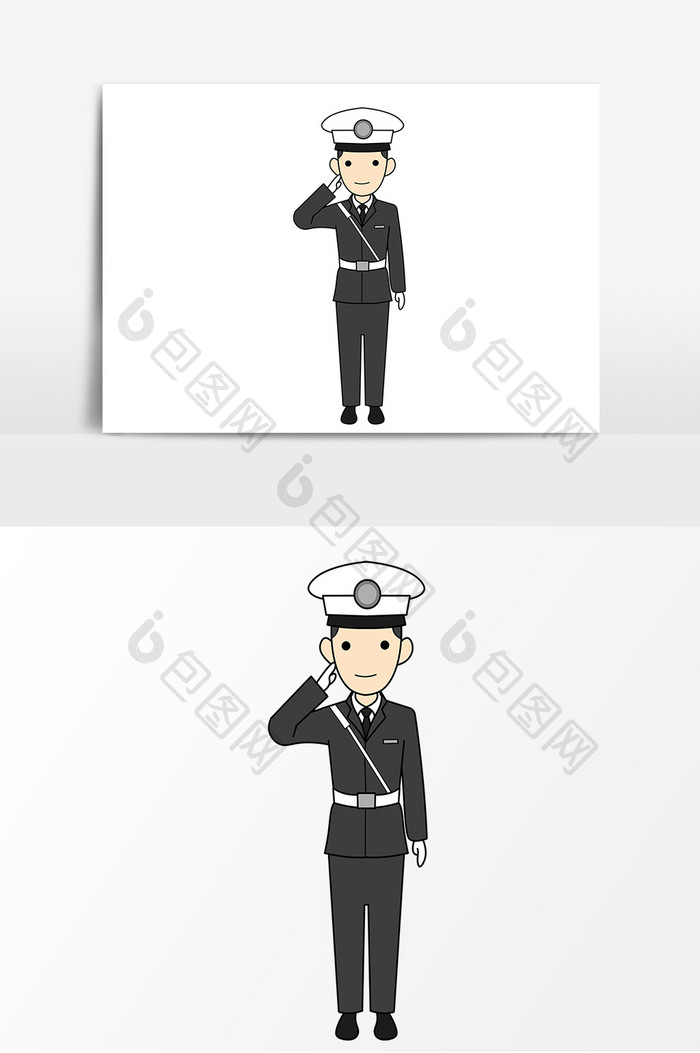 手绘卡通海军形象元素