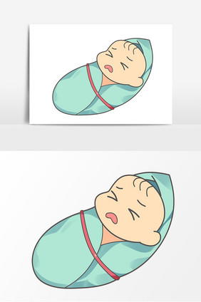 婴儿手绘卡通人物元素形象