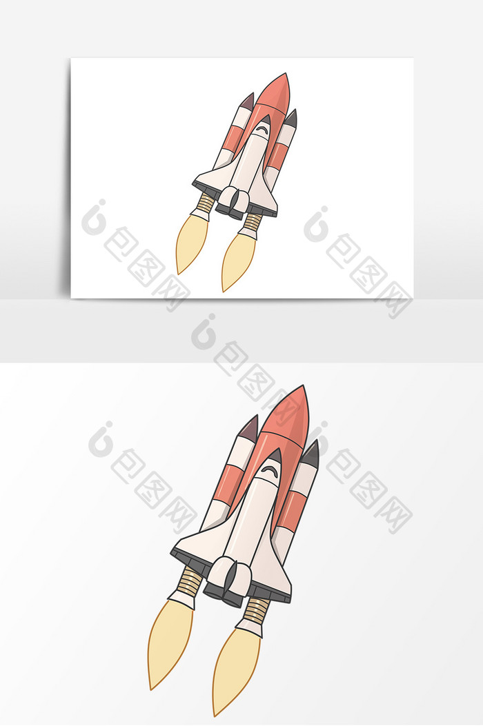 火箭手绘卡通元素