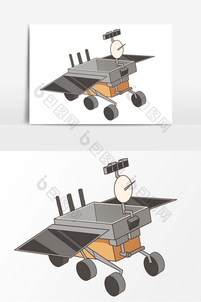月球车手绘卡通形象元素