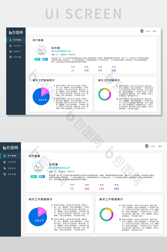 浅色简约数据可视化后台界面