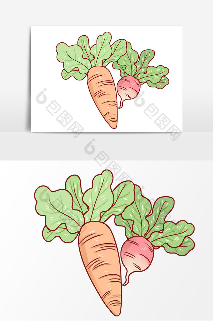蔬菜卡通手绘萝卜元素