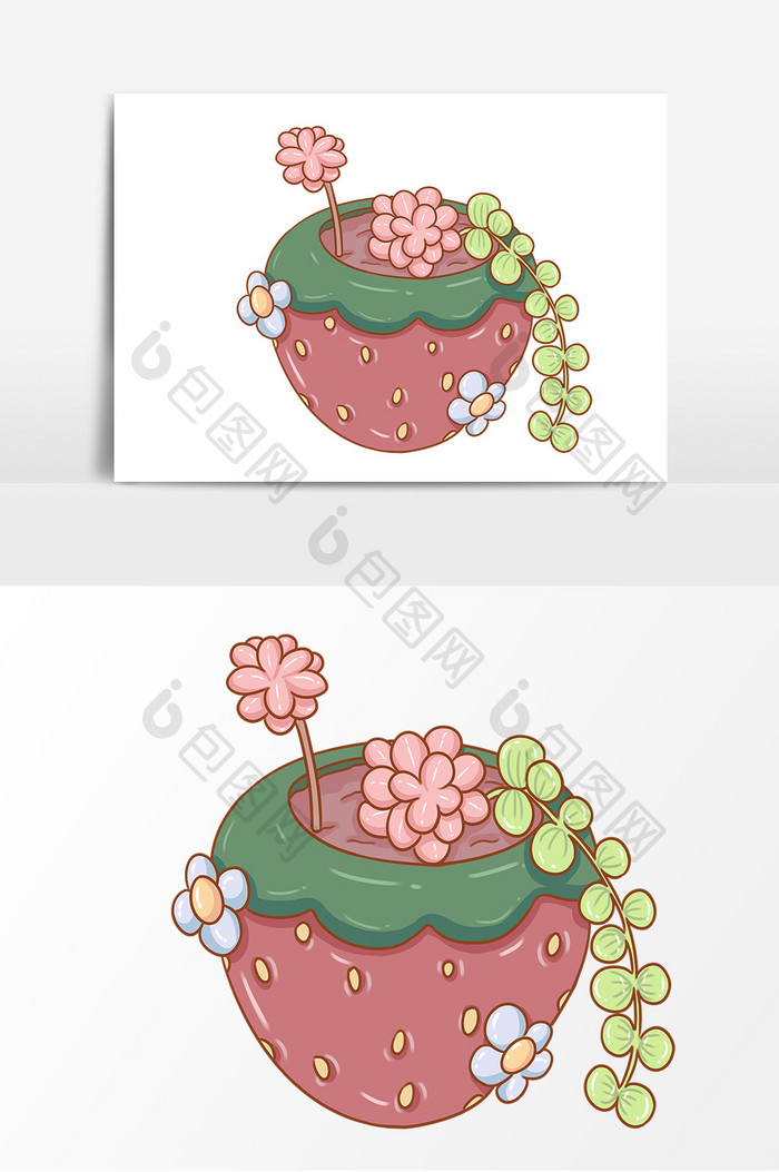 手绘植物多肉形象元素