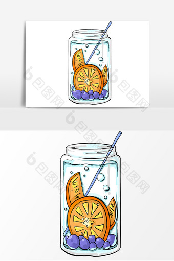 夏季柠檬饮料手绘元素图片
