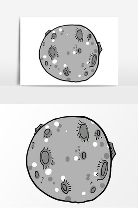 手绘月球卡通形象元素