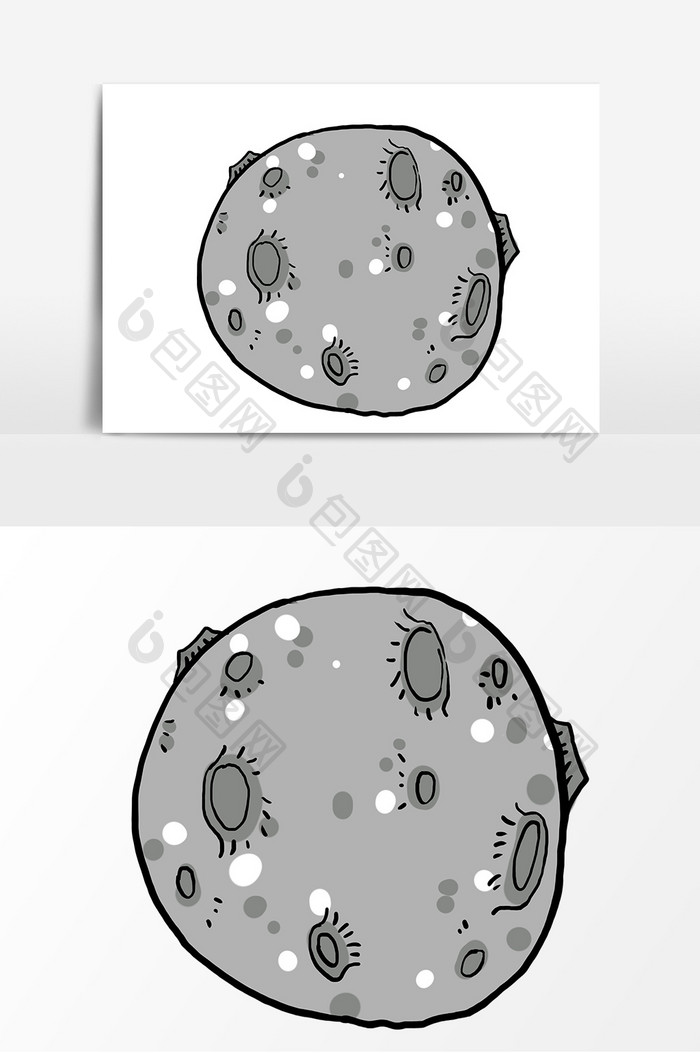 手绘月球卡通形象元素
