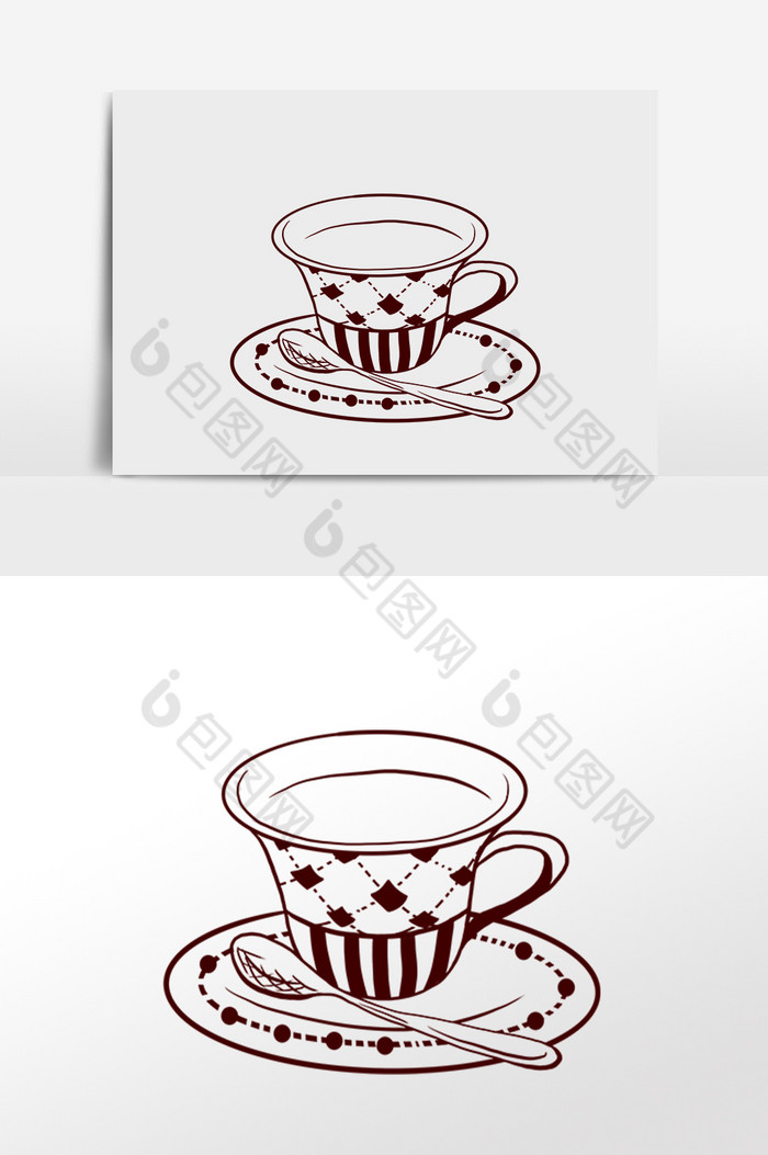 线描素描咖啡杯具插画图片图片