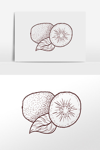 手绘线描素描水果猕猴桃插画图片下载