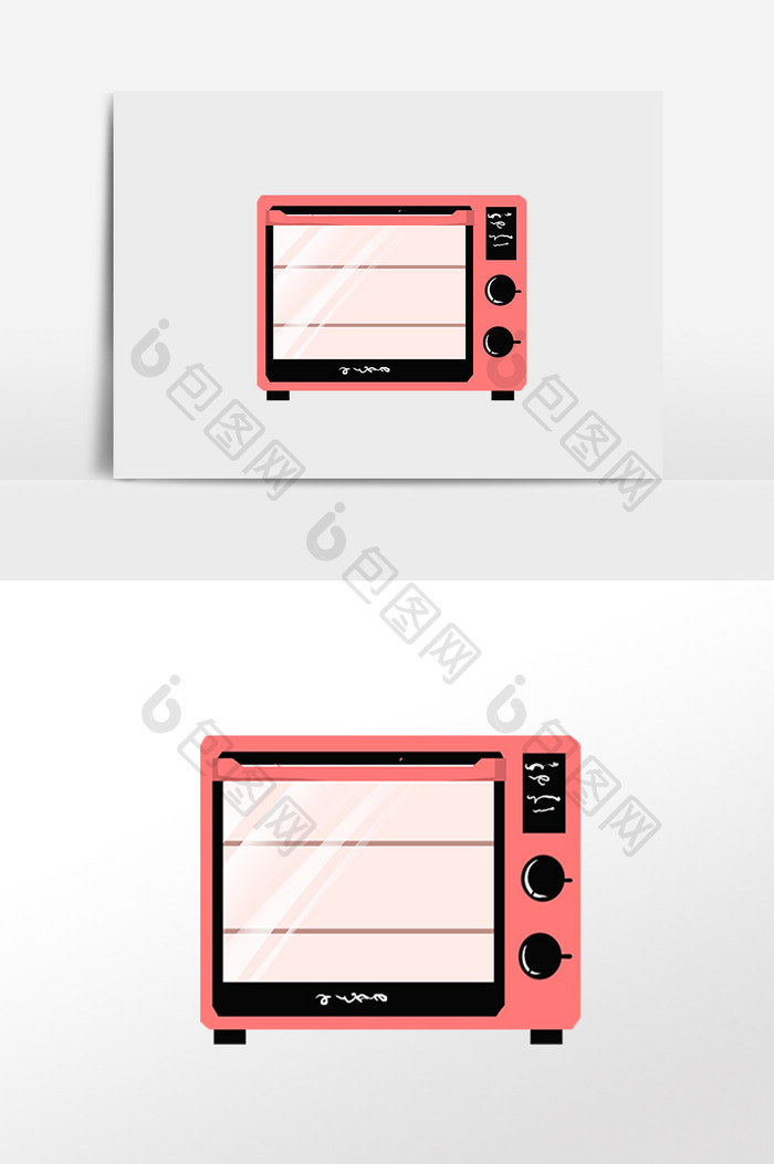 手绘生活家电电器电烤箱插画