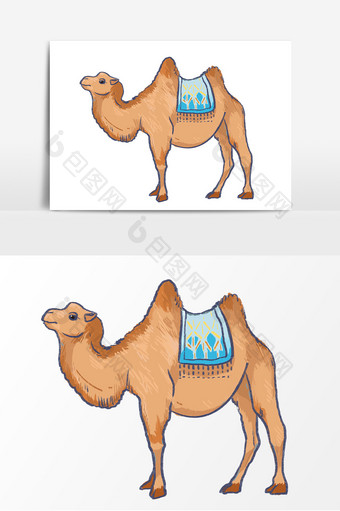 手绘环保沙漠骆驼元素图片
