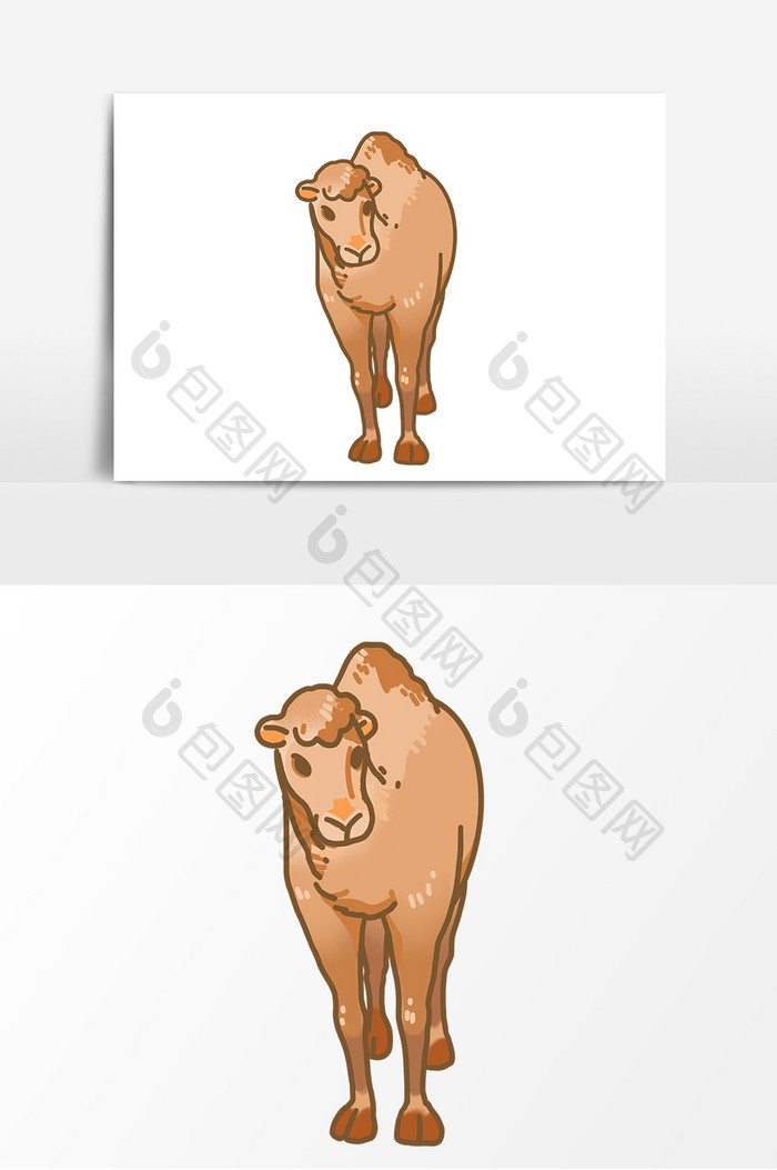 卡通棕色骆驼元素
