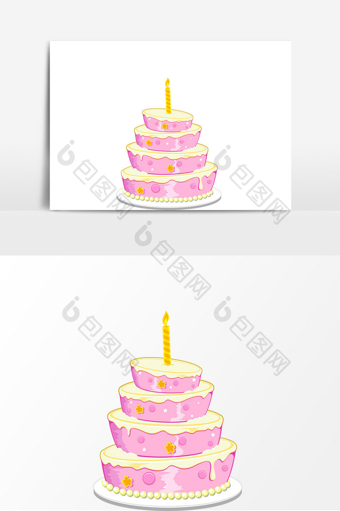 唯美卡通生日蛋糕装饰元素