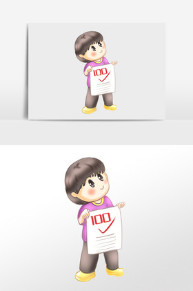 分取得好成绩女孩插画取得好成绩学生男学生插画毕业考试取得好成绩