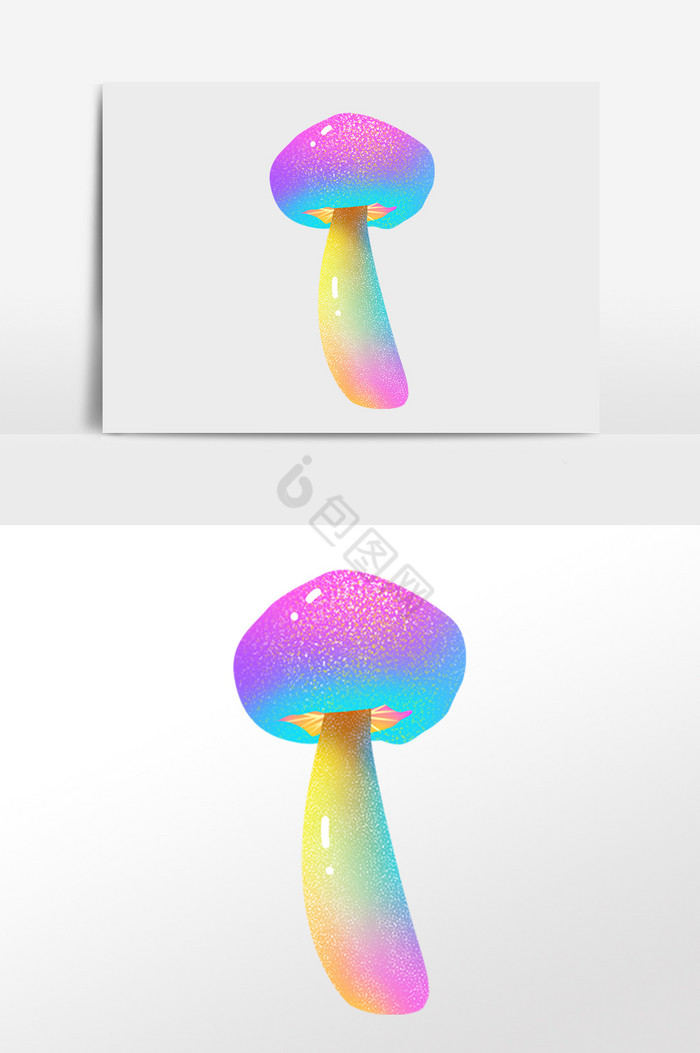 糖果渐融植物彩色蘑菇插画图片