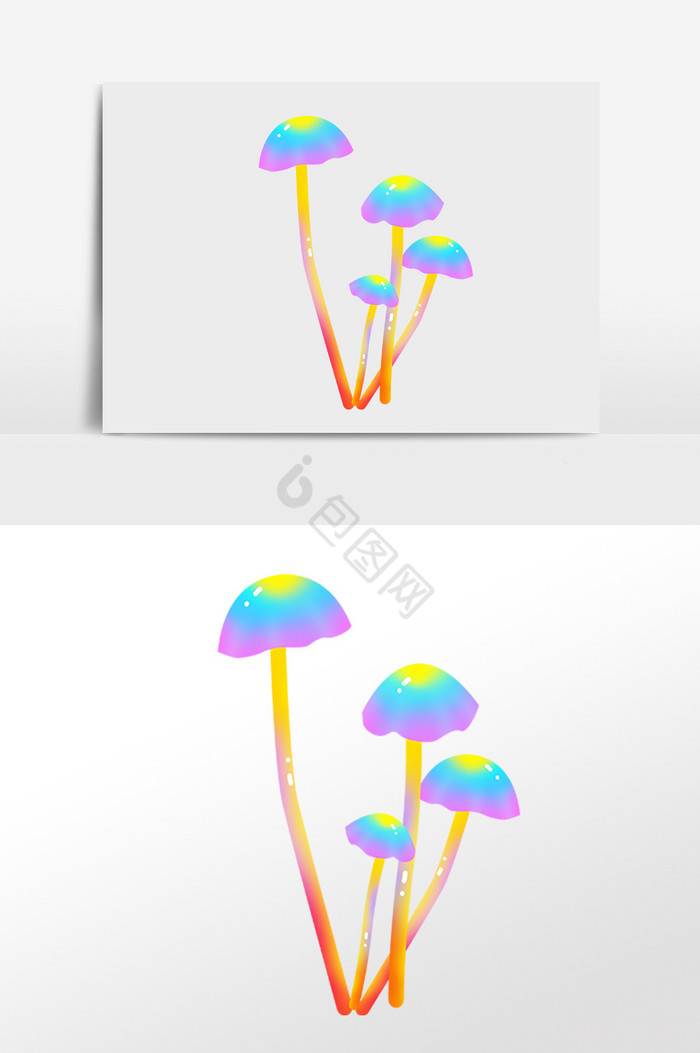 糖果渐融植物小蘑菇插画图片