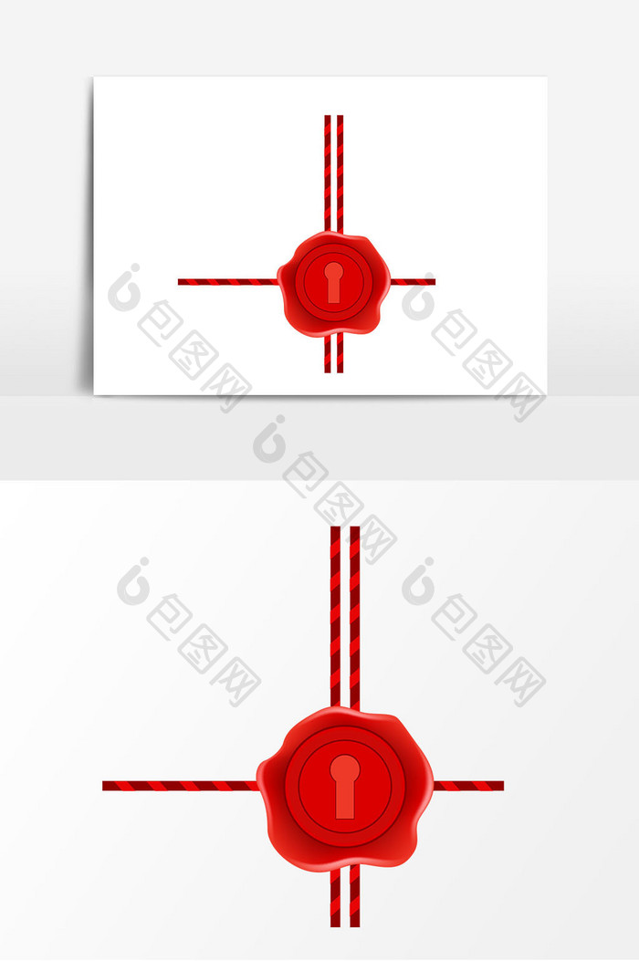 红色蜡泥印章矢量元素