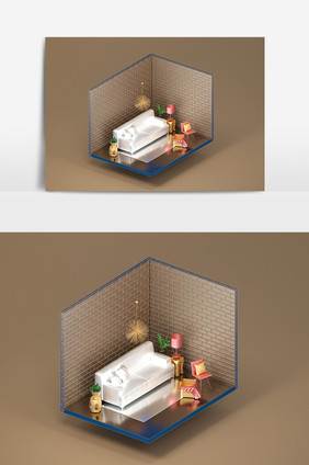 C4D简约小清新家居装饰元素