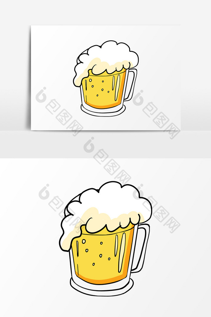 卡通手绘饮料元素啤酒