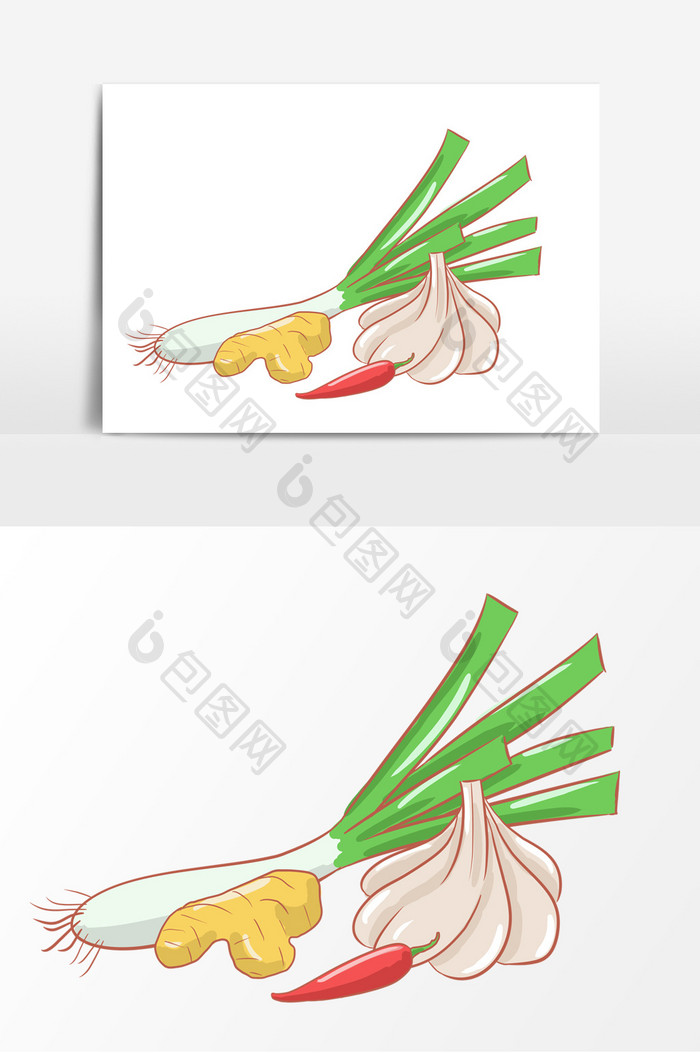 蔬菜大葱生姜形象元素