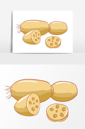 蔬菜莲藕手绘卡通元素