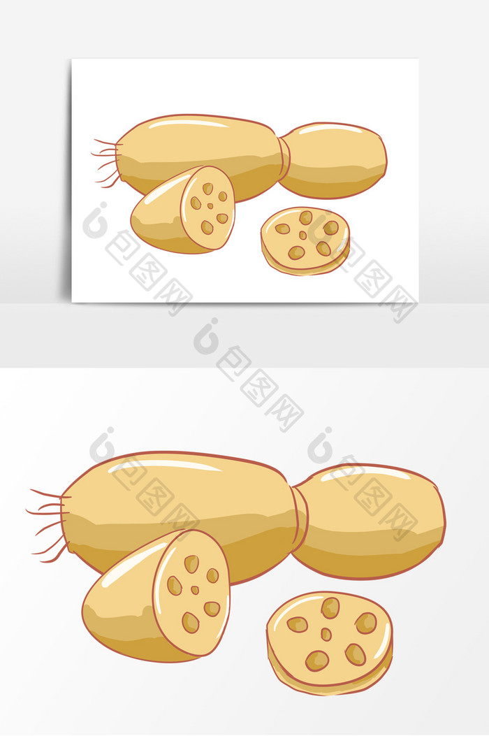 蔬菜莲藕手绘卡通元素