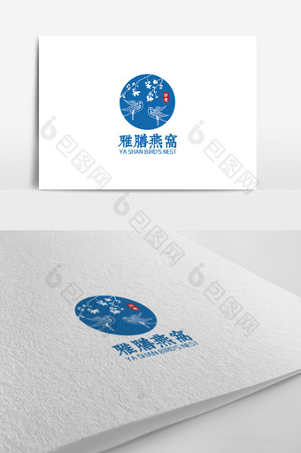 中国风插画风格燕窝主题logo设计图片