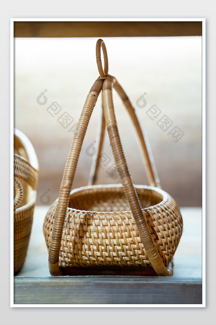 中国传统手工艺编制篮子中国文化高清摄影图