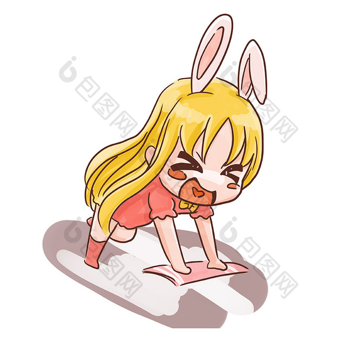 二次元gif表情包可爱兔兔女孩擦地 图片下载 包图网