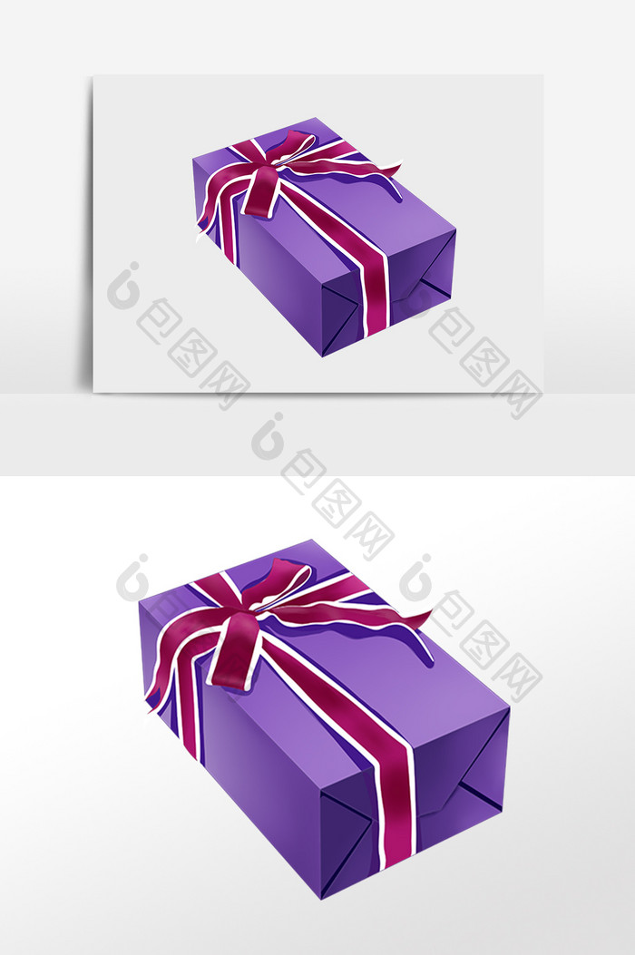 手绘情人节礼物紫色礼盒插画