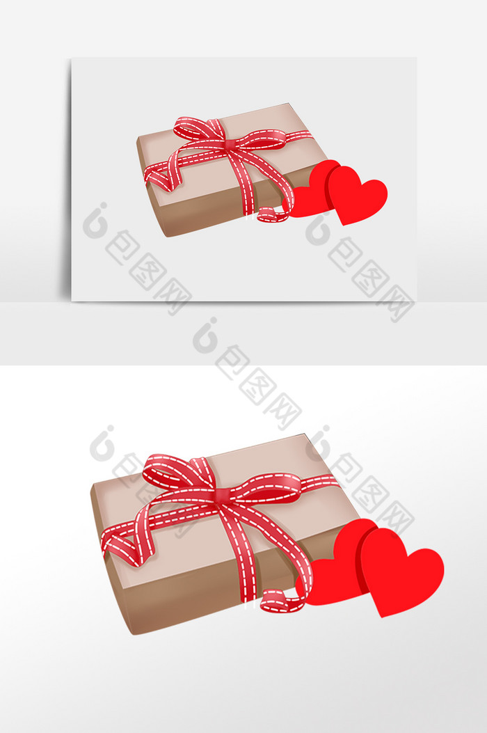 情人节礼物爱心彩带礼盒插画图片图片