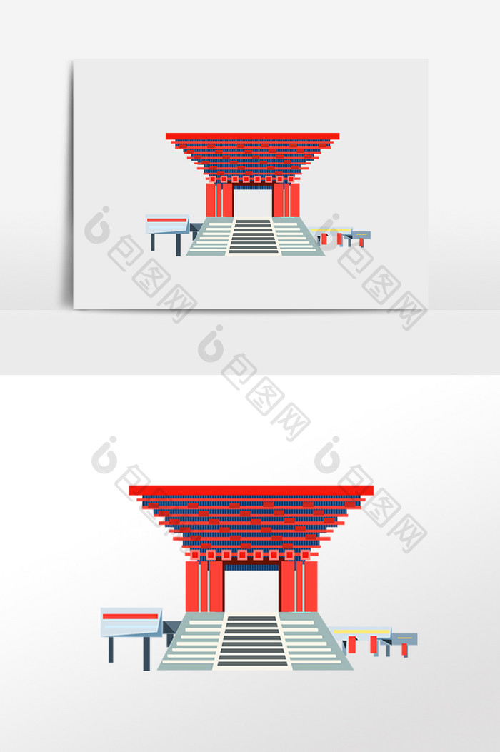 手绘城市地标建筑世博会插画