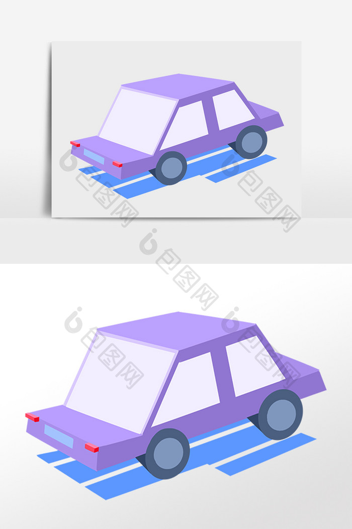 手绘交通工具紫色汽车车辆插画