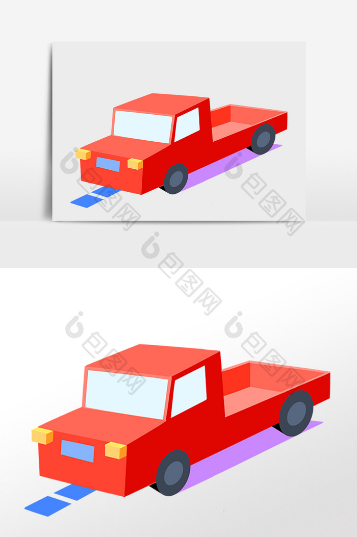 手绘交通工具红色汽车车辆插画