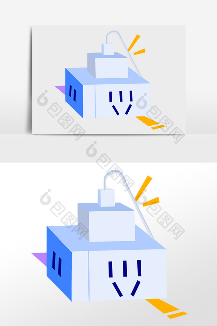 手繪日常生活用品插座插畫