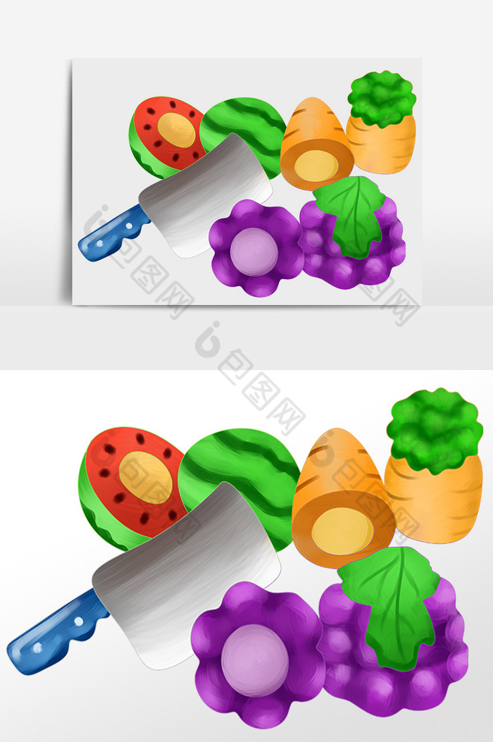 儿童节儿童切水果玩具插画图片图片
