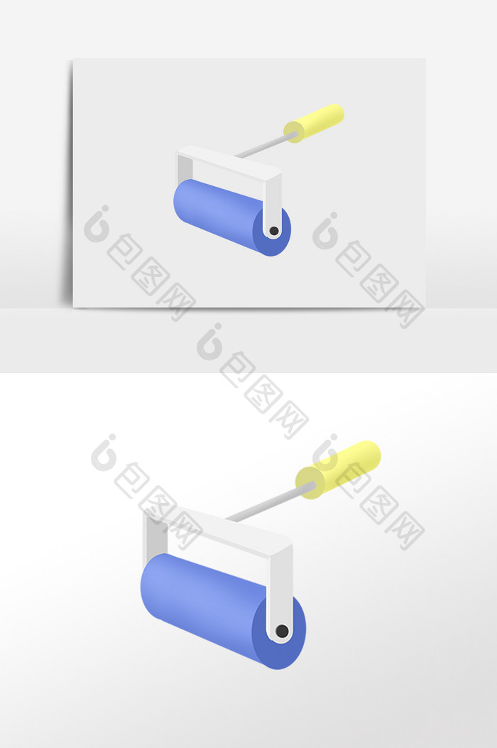 手绘粉刷油漆工具滚筒插画