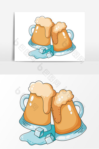 卡通扎啤啤酒杯元素图片