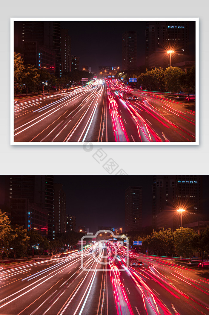 广州城市夜景广州大道光轨摄影图片