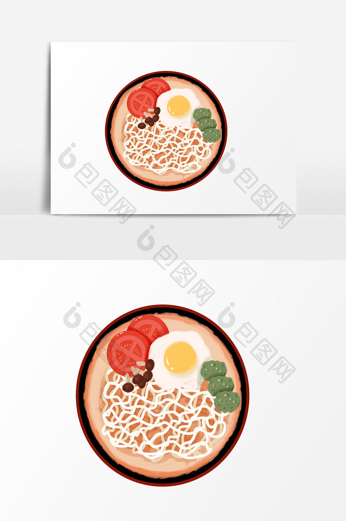 卡通手绘食物元素方便面