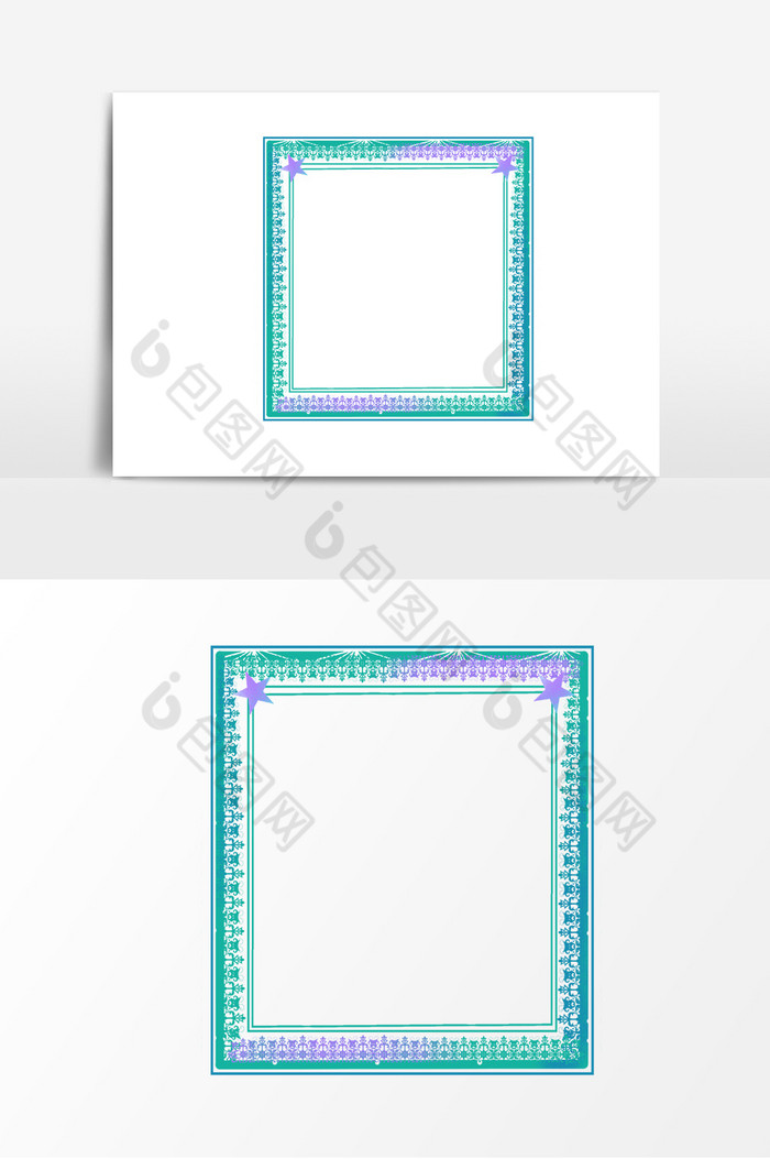 星星花边方形边框图片相框图片图片